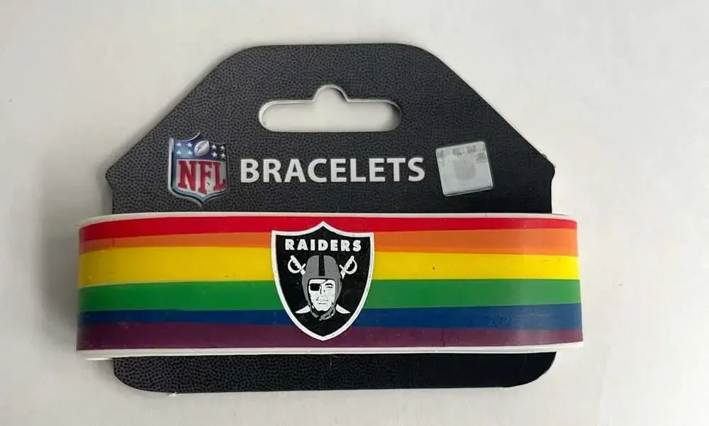 NFL Las Vegas Raiders Pride Rainbow Silicone Bracelet Wristband New